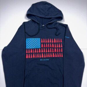 Columbia Men's Hoodie Trek Treestriped Flag Navy - Size Small